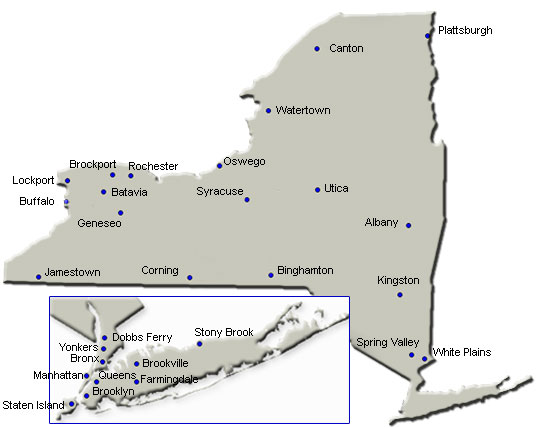 New York State Map with SBDC
